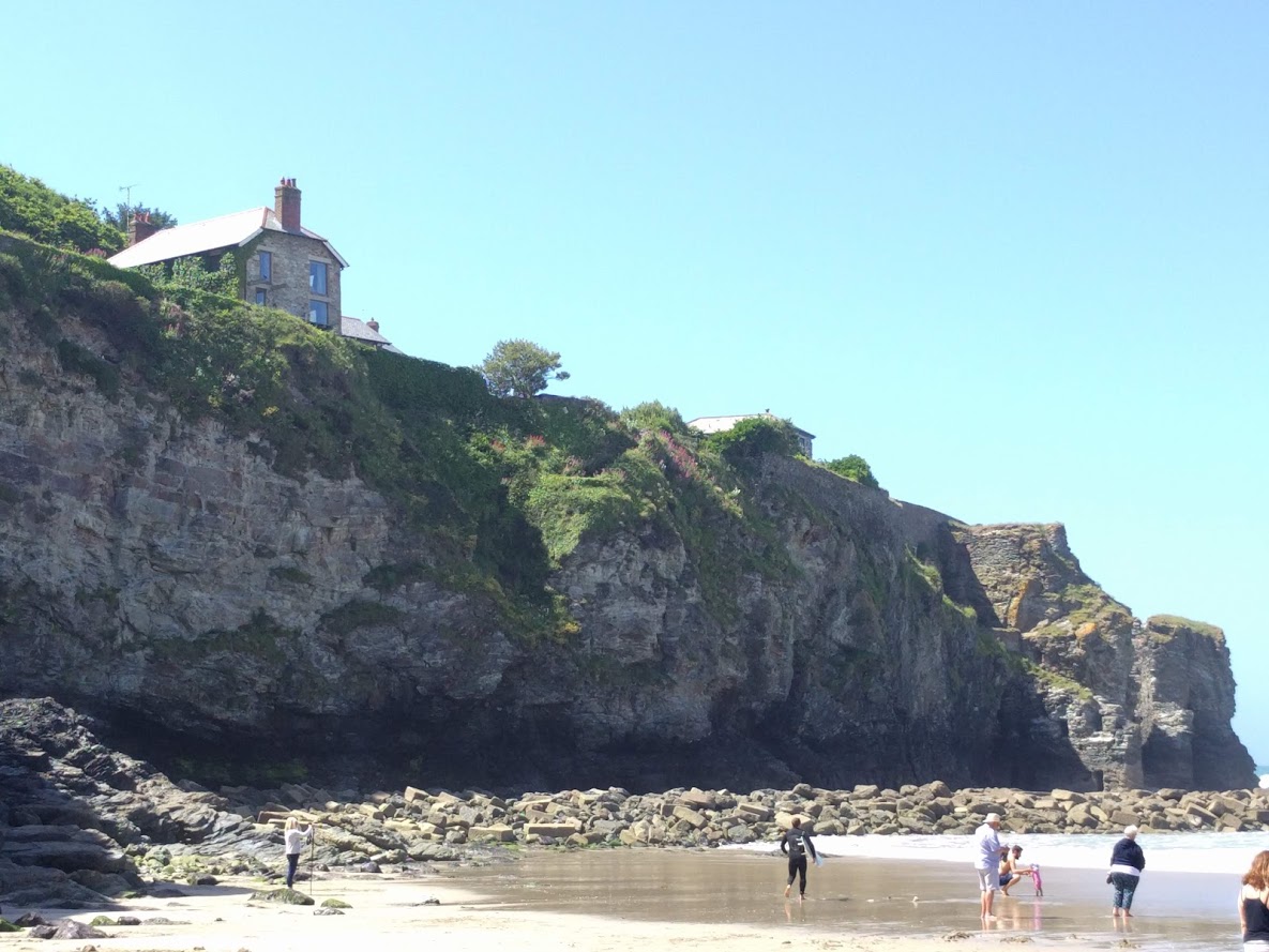 view of the cliffs from Trevaunance beach